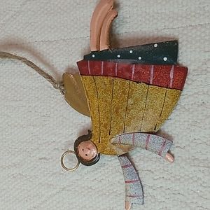 Hiboom Metal Christmas Ornament Angel Handpainted w Twine